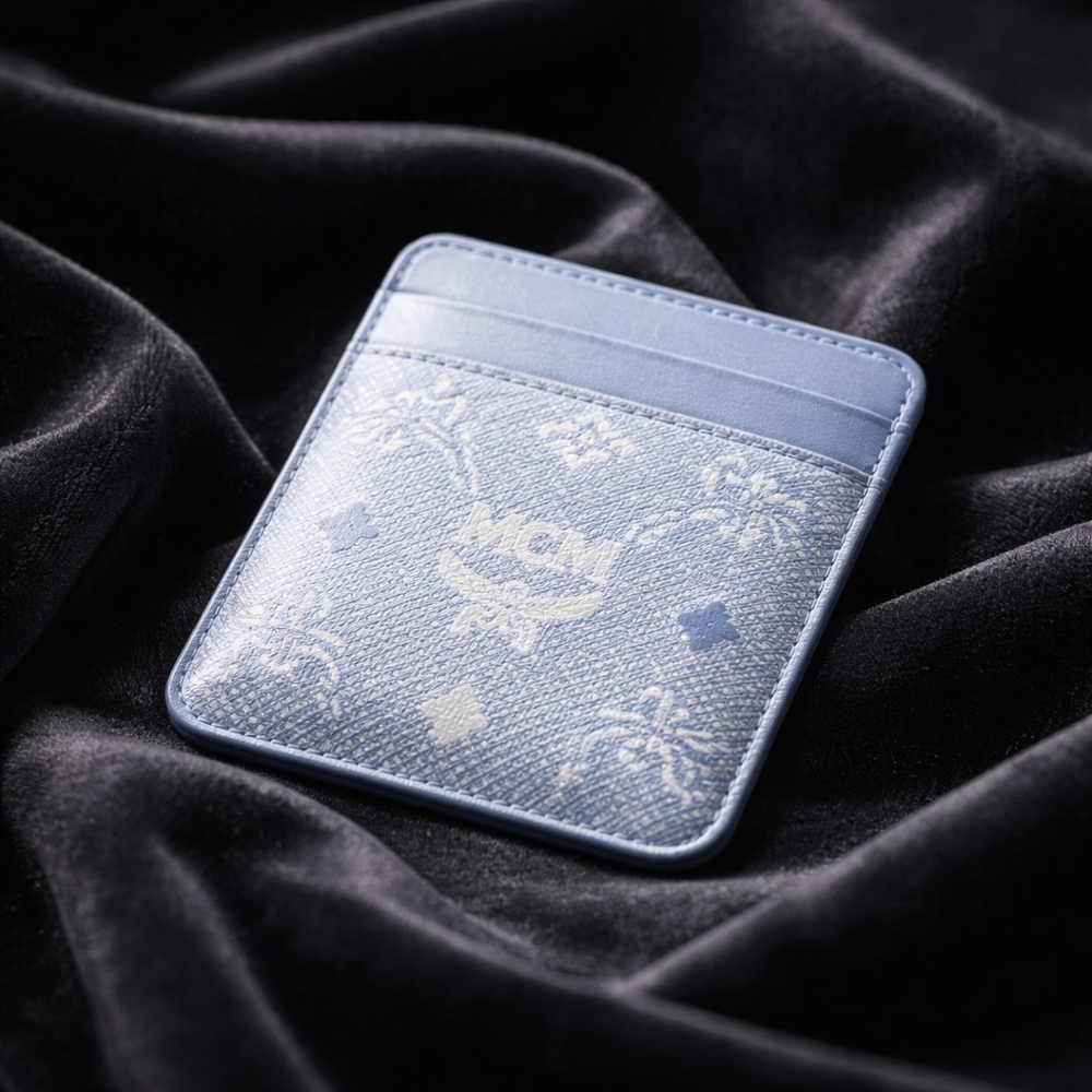 New In Box MCM Lauretos Himmel N/S Card Case in Ancient Blue